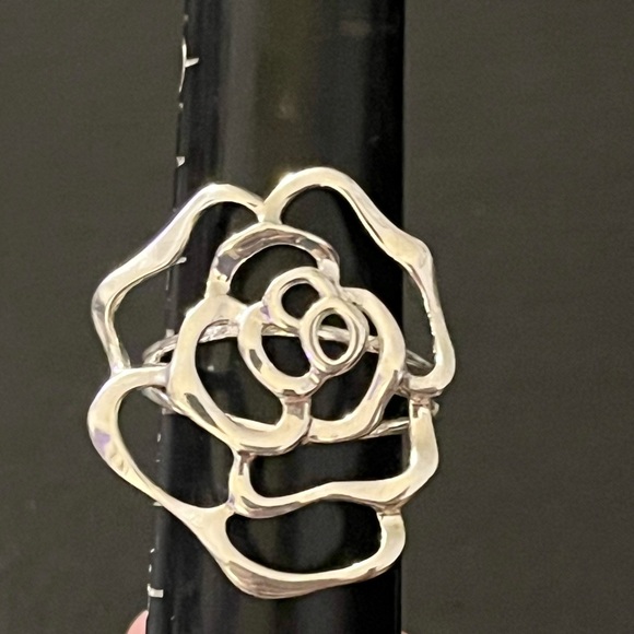 Sterling Silver Large Blooming Rose Flower 925 Statement Ring Size 11.5-12 - Picture 16 of 16